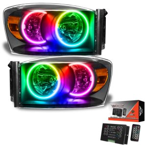 Dodge Ram Headlight Assemblies - ORACLE Lighting - ColorSHIFT 2.0 - Black - `07-`08